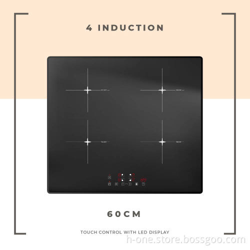 Black Ceramic Electric Induction Hob 4 Burner 60cm for Kitchen Stove